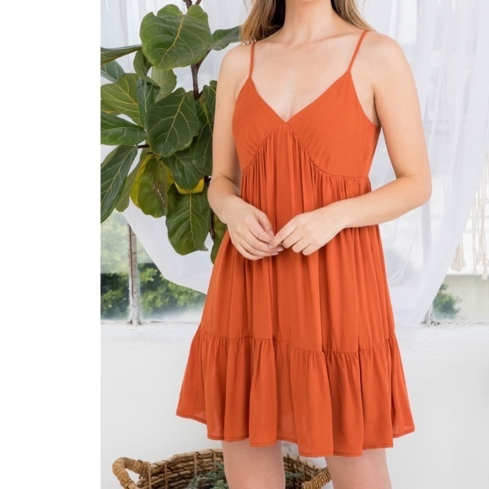 Simple Orange Spring Dress
